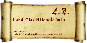 Lukáts Nikodémia névjegykártya